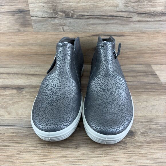 ECCO Soft 7 Low Bootie Women 37 Brown Metallic Crackle Zip Sneaker Comfo… - Picture 2 of 8